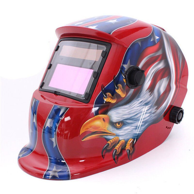 Solar Auto Darkening Welding Helmet Arc Tig Mig Grinding Mask for Welders (Red)