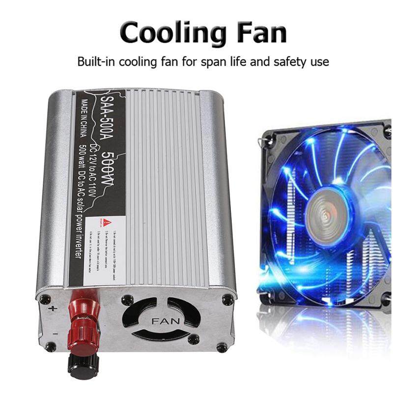 Tenaga Surya Daya Inverter 500 W 12 V DC Ke 110 V AC Modified Sine Wave Konverter Adaptor Perak- internasional