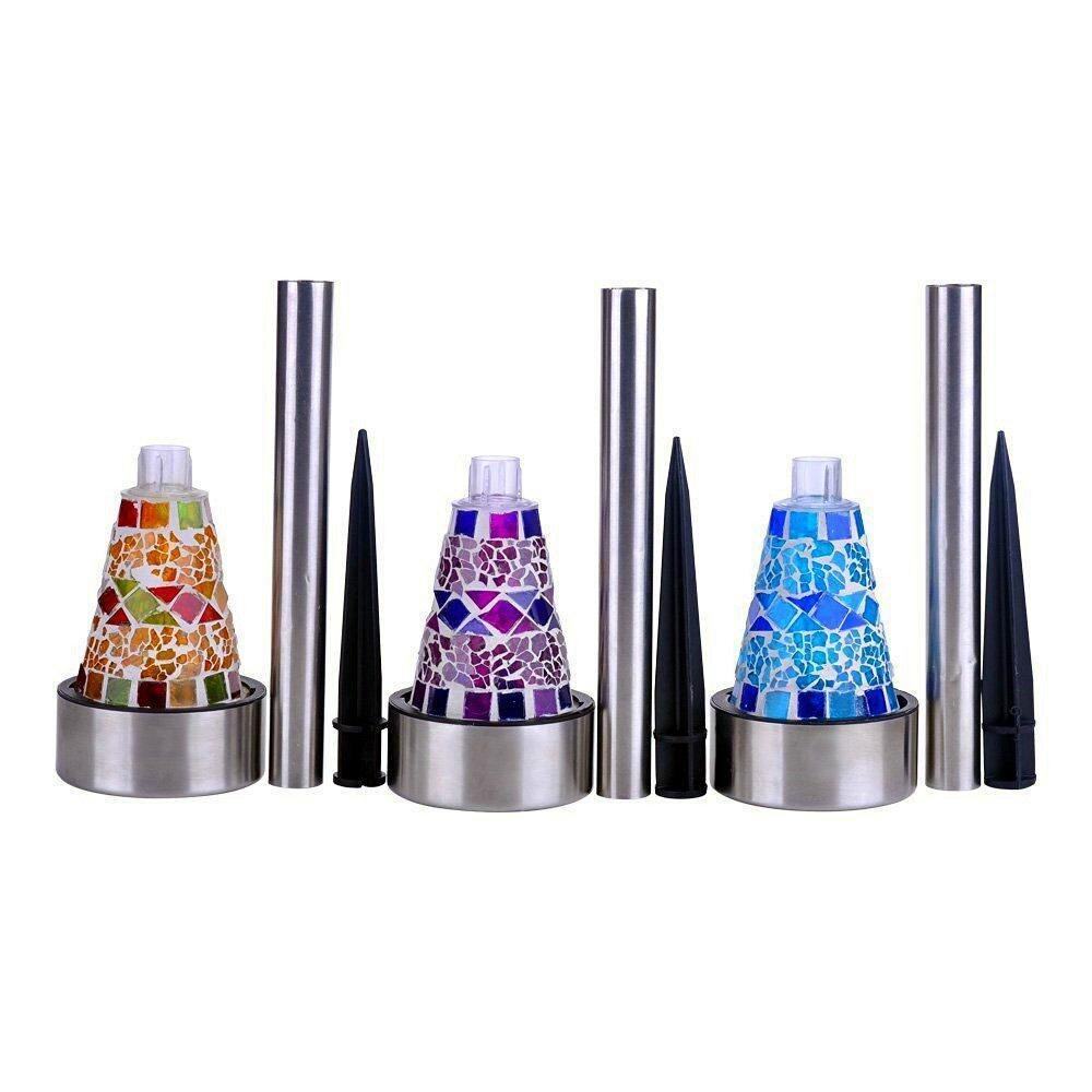Solar Mosaic Border Garden Post Lights Triple Pack Designs 6 Pack Designs Solar Powered Mosaic Border Post Lights 3 Color Lens Garden Decoration For Outdoor Lighting S Brands Review