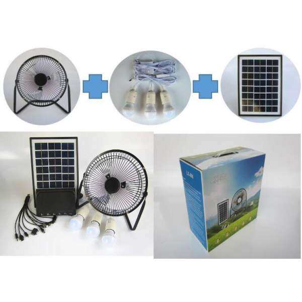 Solar small system with fan LED light6W solar panel outdoor