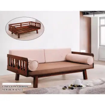 Solid Wood Fabric Sofa Bed Lounge Chair Day Cream Colour Solid Wood Fabric Sofa Bed Lounge Chair Day Cream Colour L1960mm X
