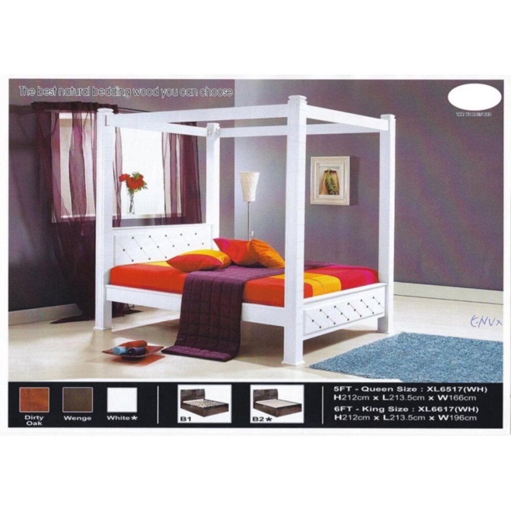 Wooden Bed Frame Katil Tidur L2135mm, Strong King Size Bed