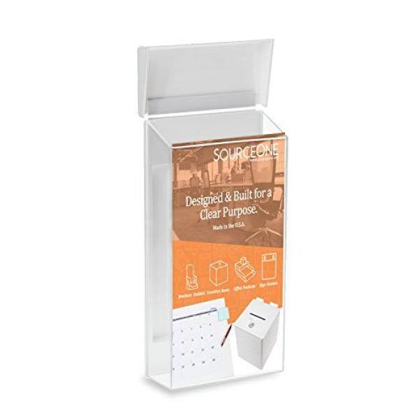 Sumber Satu Kulit dan Tongkat Pemegang Brosur Luar Ruangan 4 Inches Lebar Bening Akrilik Dinding Mounting Literature Dispenser-Internasional