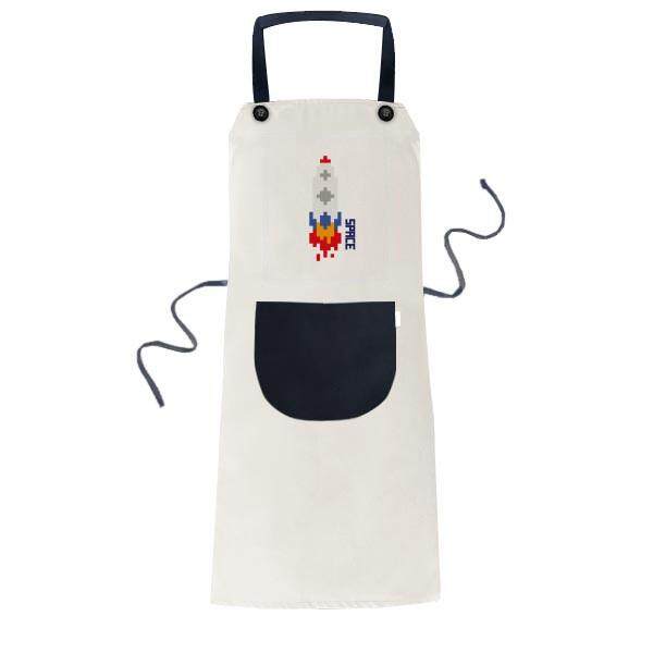 Ruang Kapal Api Roket Semesta Piksel Memasak Dapur Krem Dapat Disesuaikan Bib Celemek Saku Wanita Pria Chef Hadiah-Internasional