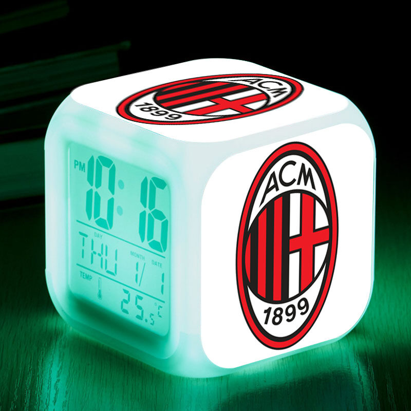 Sport Club AC Milan reloj despertador Associazione Calcio Milan LED alarm clock Snoozing Digital clock reveil projection Watch - intl