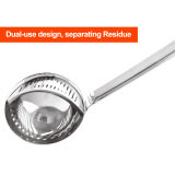 Stainless Steel Ladle Spoon 2 in 1 Filter Soup Residue(silver)