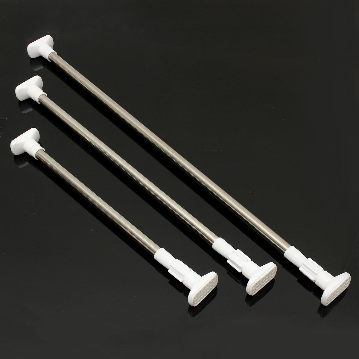 Stainless Steel Straight Telescoplc extendable Shower Net Curtain Pole Rod Rail 50-80cm - intl