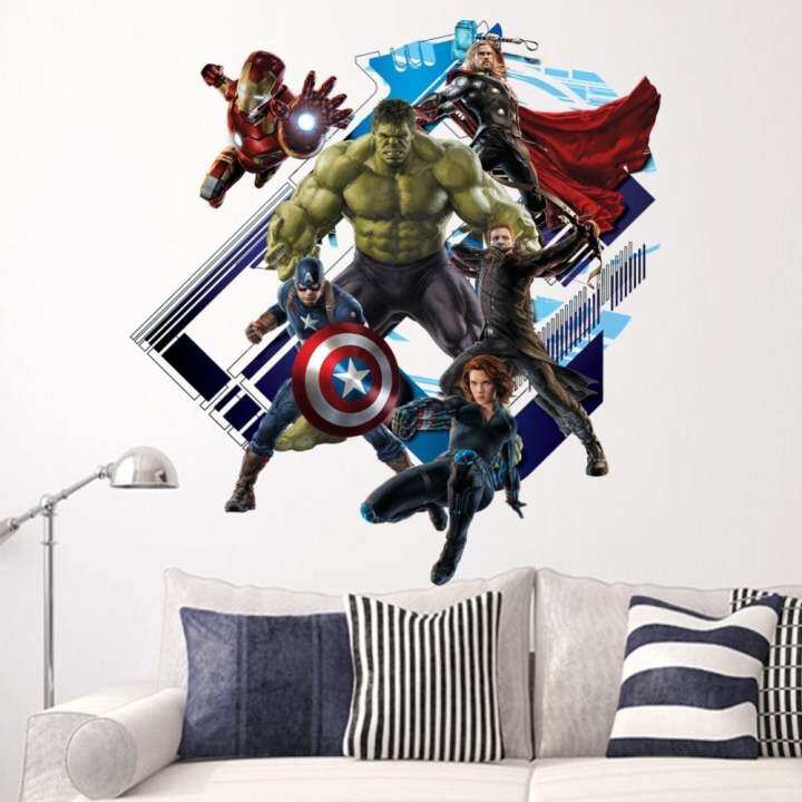 Super Hero Avengers Hulk Peel and Stick Wall Sticker Kids Room Stickers Cartoon Decals Home Decor Wallpaper Poster