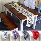 Table Runner Floral Printed Taffeta Retro Table Linen Decoration color:purple