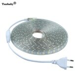 Tanbaby 15 mét TRẮNG ẤM SMD 5050 AC220V LED Dây đèn LED chống nước linh hoạt thanh ánh sáng 60Led/M với EU cắm sân vườn ngoài trời trang trí Nhà cửa dây chiếu sáng