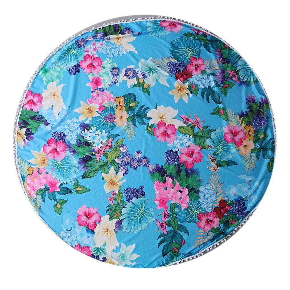 Tassels Beach Towels Floral Printed Round Blanket Yoga Mat - intl