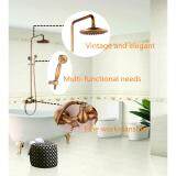 The Best Quality  Bathroom Retro Shower Set Faucet Antique Brass style dual handles wall mounted(yellow)