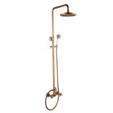 The New Quality Bathroom Retro Shower Set Faucet Antique Brass style dual handles wall mounted(yellow)