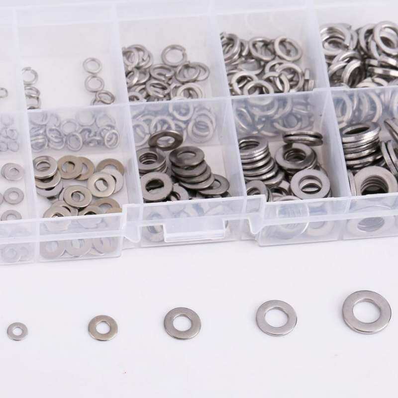 JinGle 300pcs M2~M6 Stainless Steel Flat & Spring Washers Assortment Set