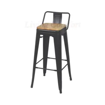 Tolix Metal Bar Chair With Wooden Seat Black Made In Malaysia Tolix Metal Bar Chair With Wooden Seat Black Made In Malaysia