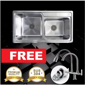 Sinki Dapur Lazada Desainrumahid Top Mount Kitchen Sink One Half Bowl Sus304 Lazada