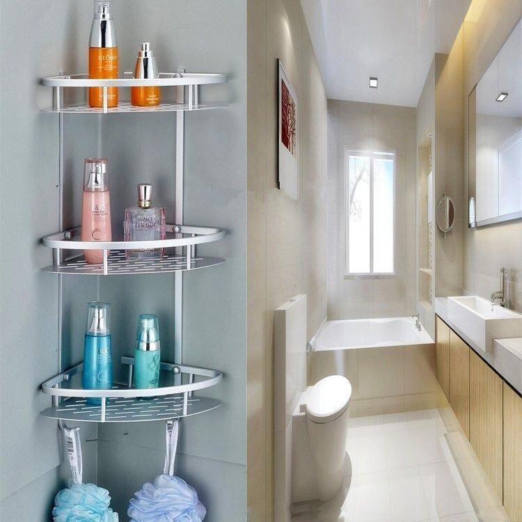 Triangular Shower Caddy Shelf Bathroom Wall Corner Rack Storage Organizer Holder - intl