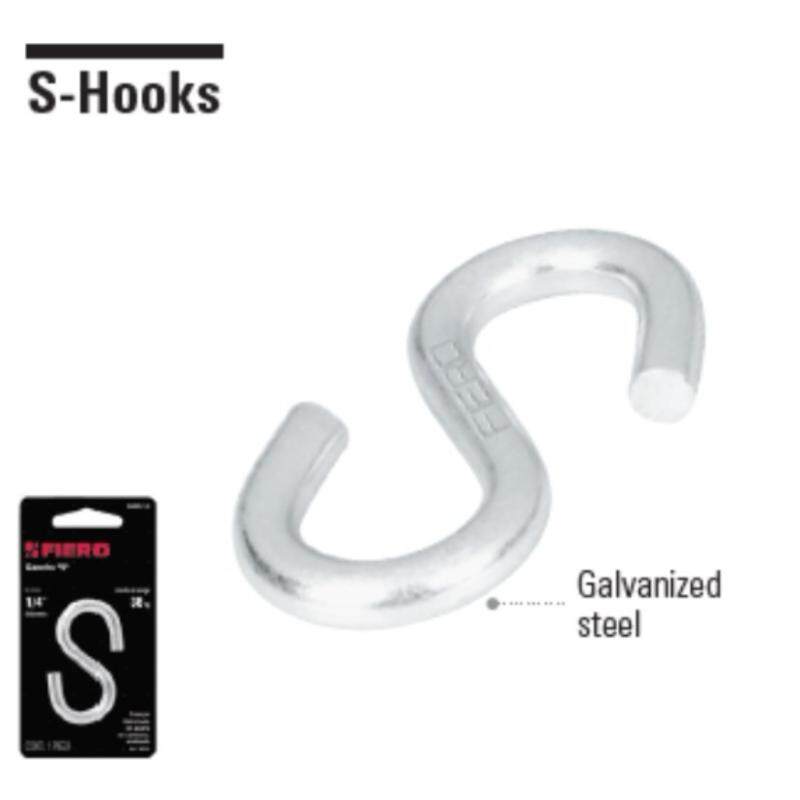 TRUPER Heavy Duty Galvanised Steel S Hook 1/4 (Steel thickness), Hook width 1/2 (Max Load 38.5 KG/ 85 lbs)