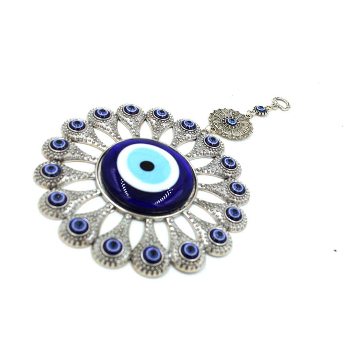 Turkish Evil Eye Amulet Blue Glass Charm Wall Hanging Home Decoration Sun flower - intl