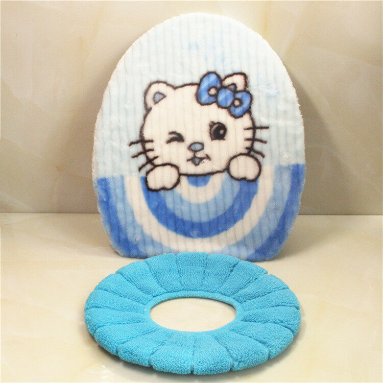 Dua Potong dari Kucing Toilet Kain Flanel-Intl