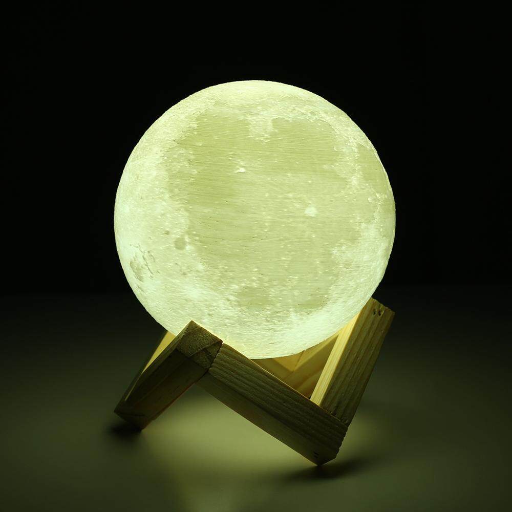 UE3D018 Rechargeable 3D Print Moon Lamp 2 Color Change Touch Switch Bedroom Bookcase Night Light Home Decor Creative Gift 18CM - intl