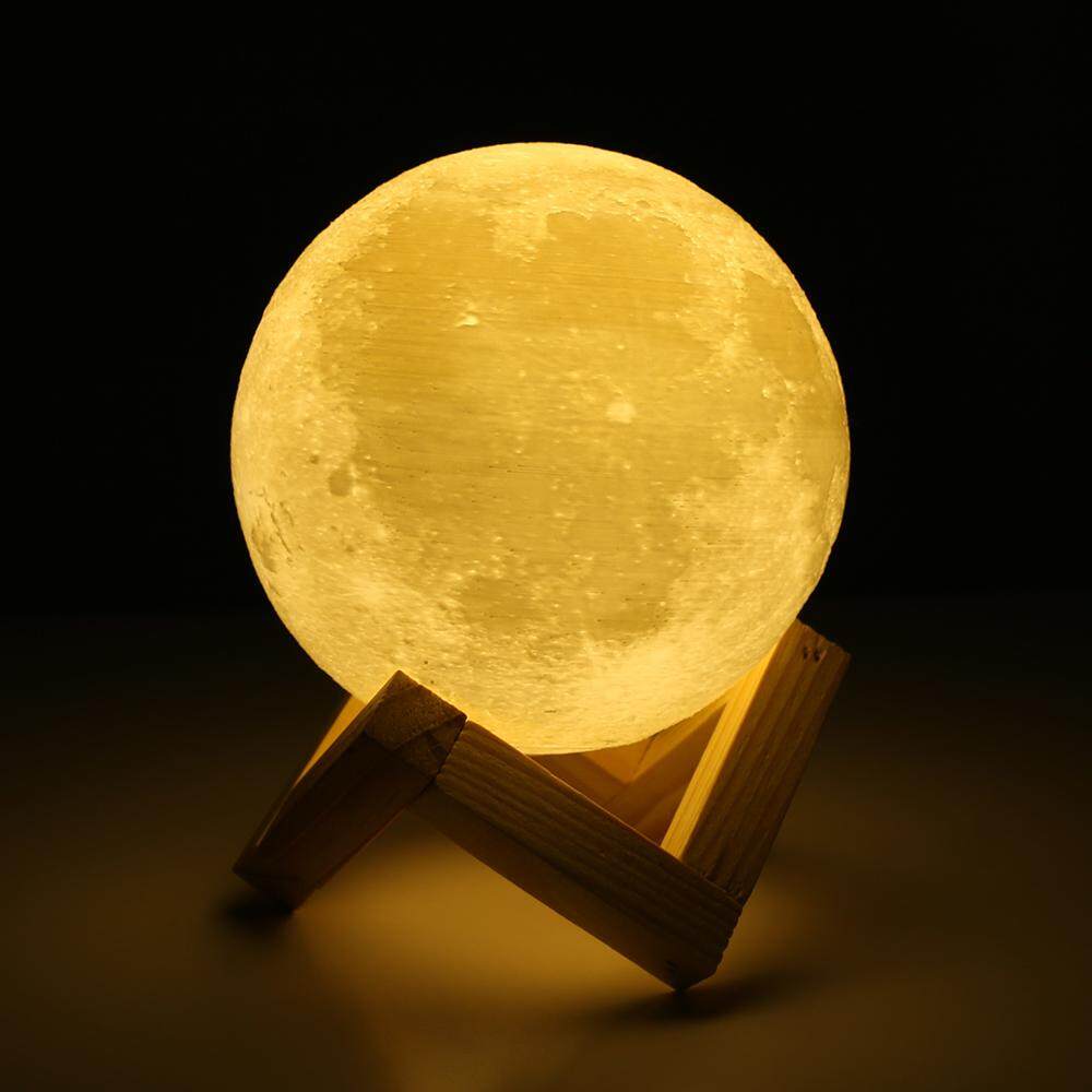 UE3D018 Rechargeable 3D Print Moon Lamp 2 Color Change Touch Switch Bedroom Bookcase Night Light Home Decor Creative Gift 18CM - intl