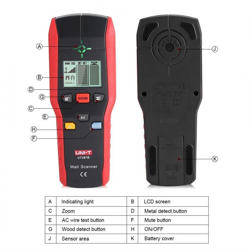 epayst UNI-T Professional Wall Detector Scanner Wood Metal AC Cable Electric Wire Detecting Tool