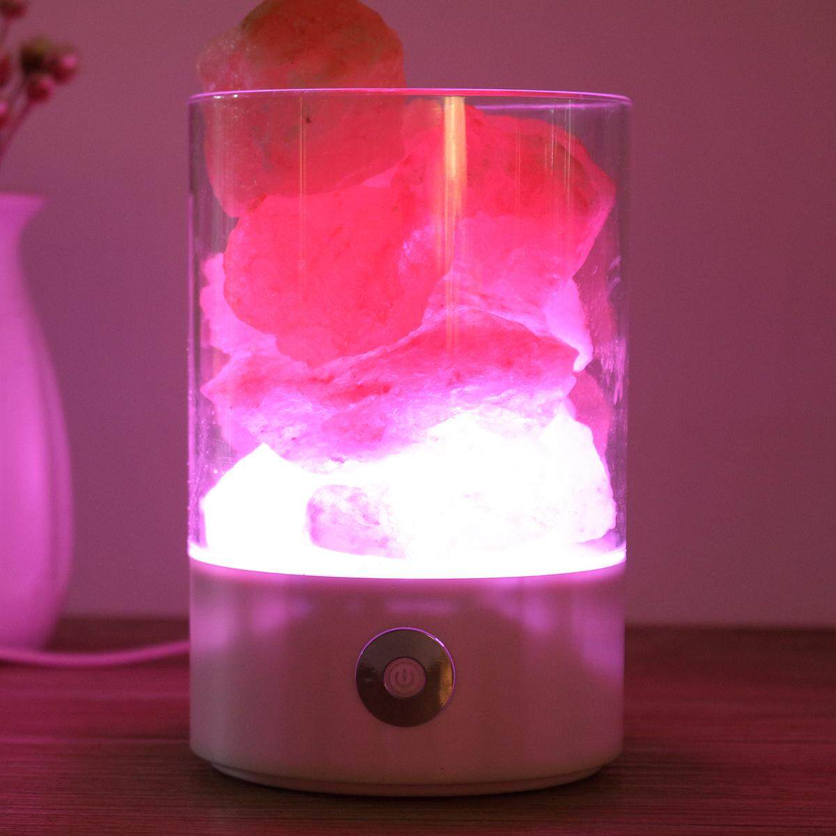 USB Crystal Salt Himalayan Rock Salt Lamp Air Purifier Night Light Black - intl