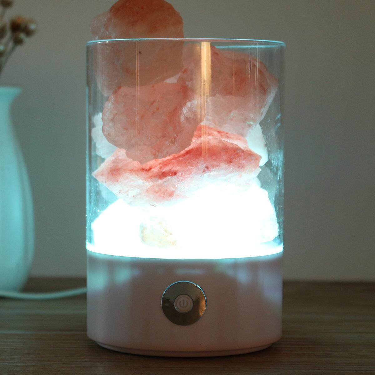 USB Crystal Salt Himalayan Rock Salt Lamp Air Purifier Night Light Black - intl