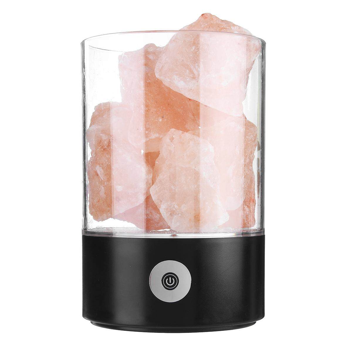 USB Crystal Salt Himalayan Rock Salt Lamp Air Purifier Night Light Black - intl