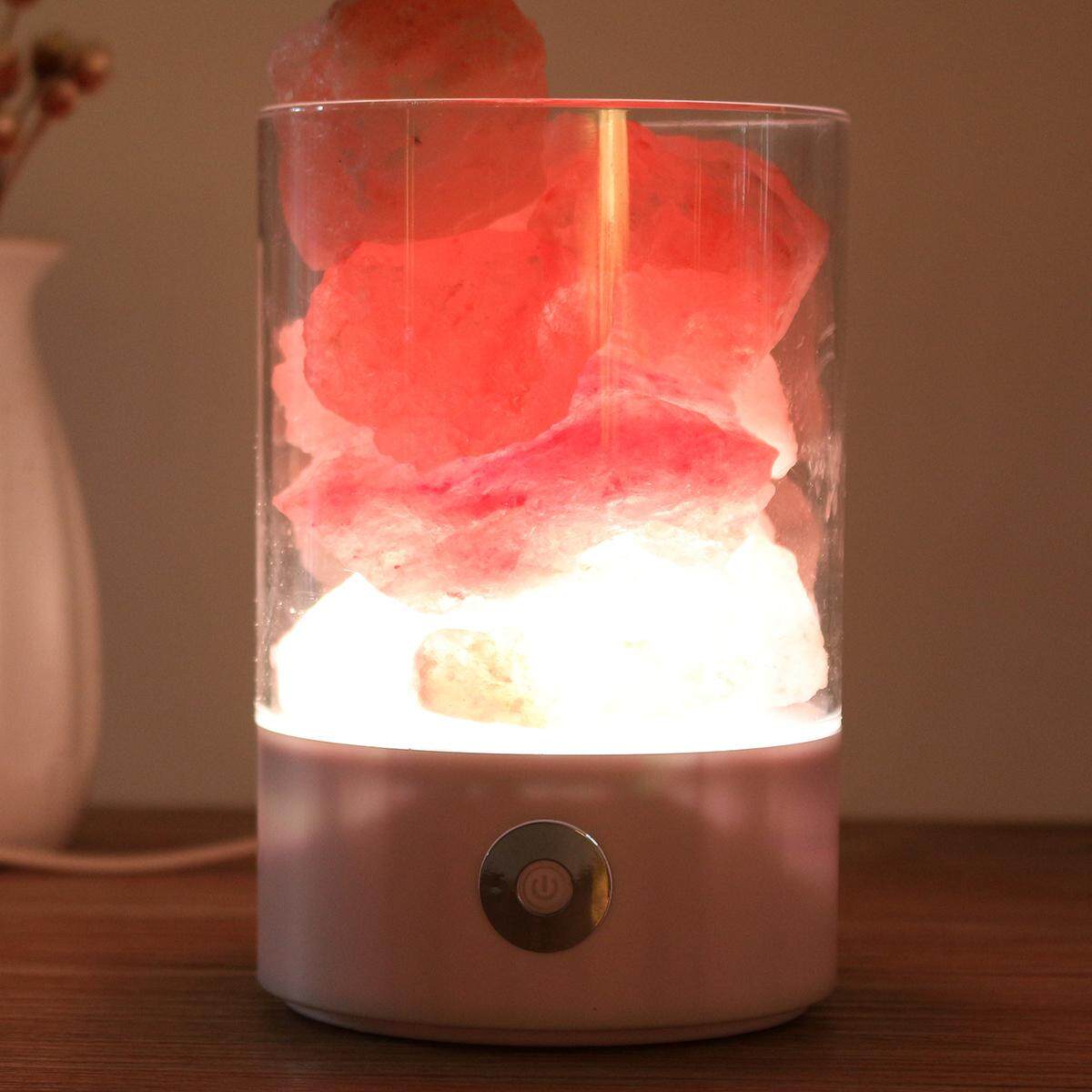 USB Crystal Salt Himalayan Rock Salt Lamp Air Purifier Night Light White - intl