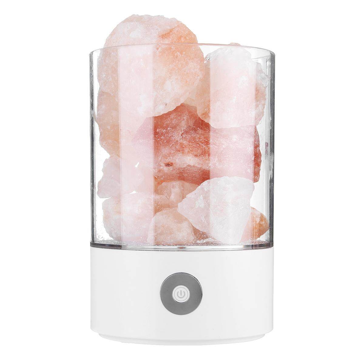 USB Crystal Salt Himalayan Rock Salt Lamp Air Purifier Night Light White - intl