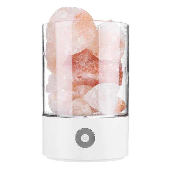 USB Crystal Salt Himalayan Rock Salt Lamp Air Purifier Night Light White - intl