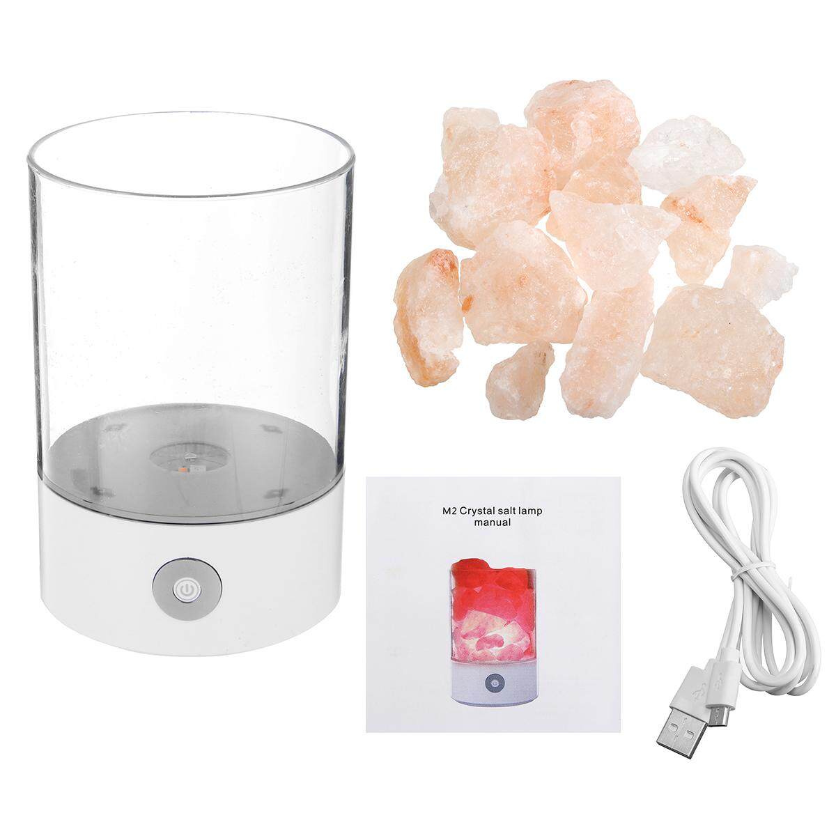 USB Crystal Salt Himalayan Rock Salt Lamp Air Purifier Night Light White - intl