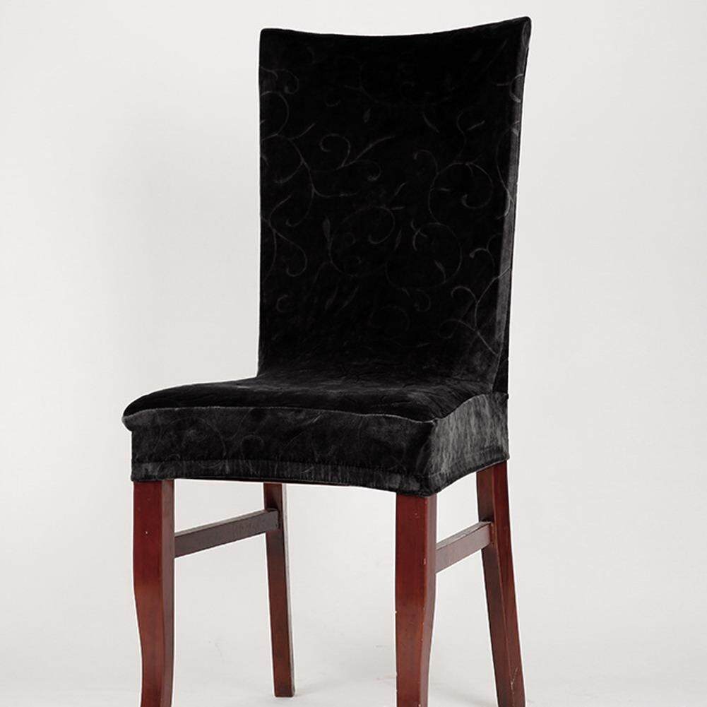 Newlifestyle Villus Conjoined Elastic Embossing Chair Cover (Black) - intl(Black)