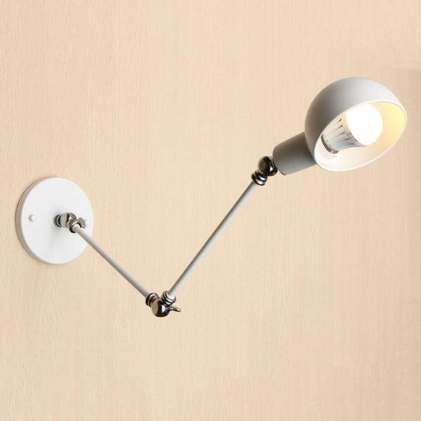 Vintage Industrial Adjustable Swing Arm Light Sconce Wall Lamp Light Fixture E27 White