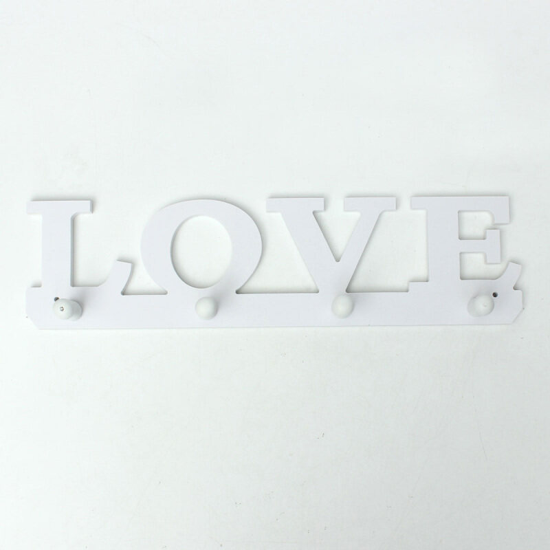 Vintage White LOVE Hook Clothes Robe Key Holder Hat Hanger Wall Home Decoration