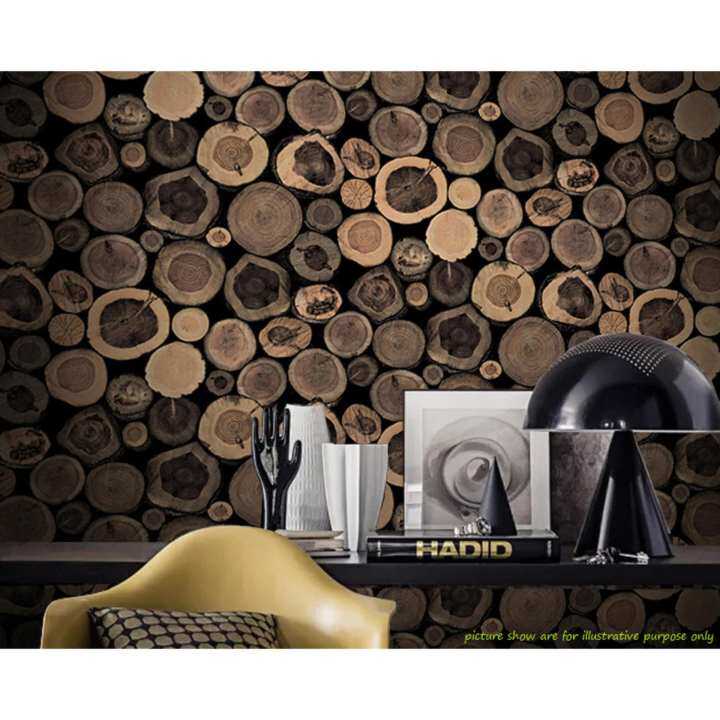 Charm of the Nordic style retro personality imitation wood wallpaper living room background wall clothing store cafe Internet cafes wallpaper