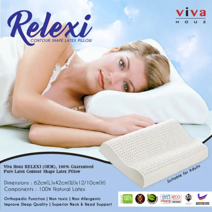 Viva Houz Relexi Pillow 100 Natural Latex Contour Shape For Neck