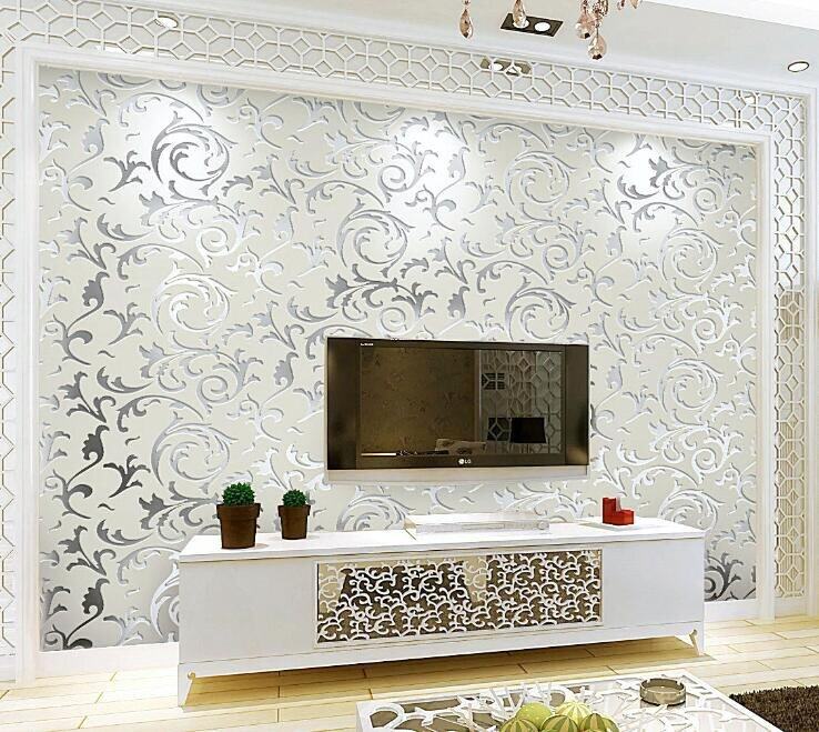 LONGER WIN Wallpaper Luxury Design Modern Metallic luster Mirror TV Wall Living Room Background Wall 3D Wall Paper Non-woven Wall Sticker for Home Decor 10m