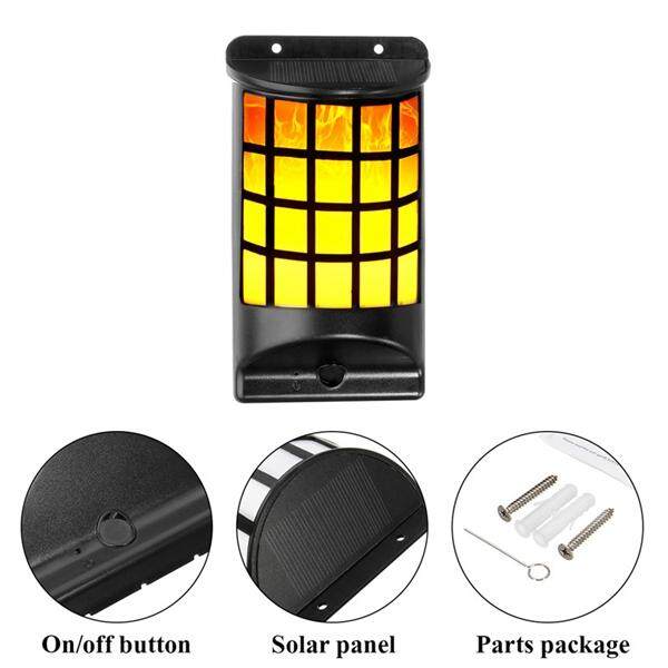 Waterproof 66 LED Solar Power Flickering Flame Wall Light Outdoor Garden Lamp - intl