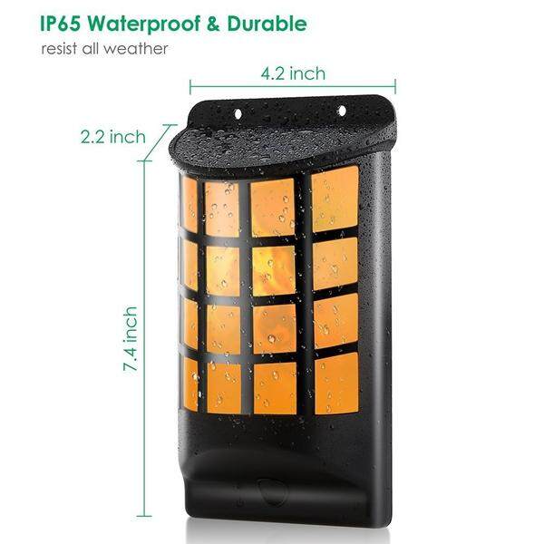 Waterproof 66 LED Solar Power Flickering Flame Wall Light Outdoor Garden Lamp - intl