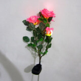 Waterproof Garden Solar Power 3 Roses LED Light (Pink)