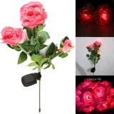 Waterproof Garden Solar Power 3 Roses LED Light (Pink)