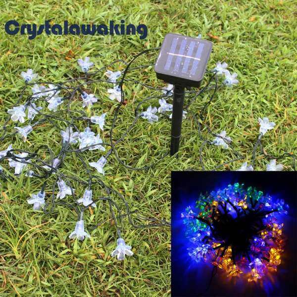 Waterproof Solar Power 50  Lights Peach Blossom Shape Decor Colorama