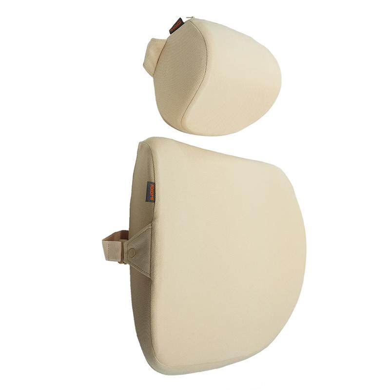 Xiaomi Roidmi Memory Foam Car Seat Head Neck Pillow Lumbar Cushion Set of Back Support Cushion Beige Lumbar Cushion - intl