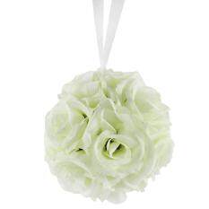 Xmas Decor Simulation Encryption Wedding Party Rose Flower Ball Outdoor Decoration (Milk White) 20cm 1PCS Color:Milk White Size:20cm 1pcs