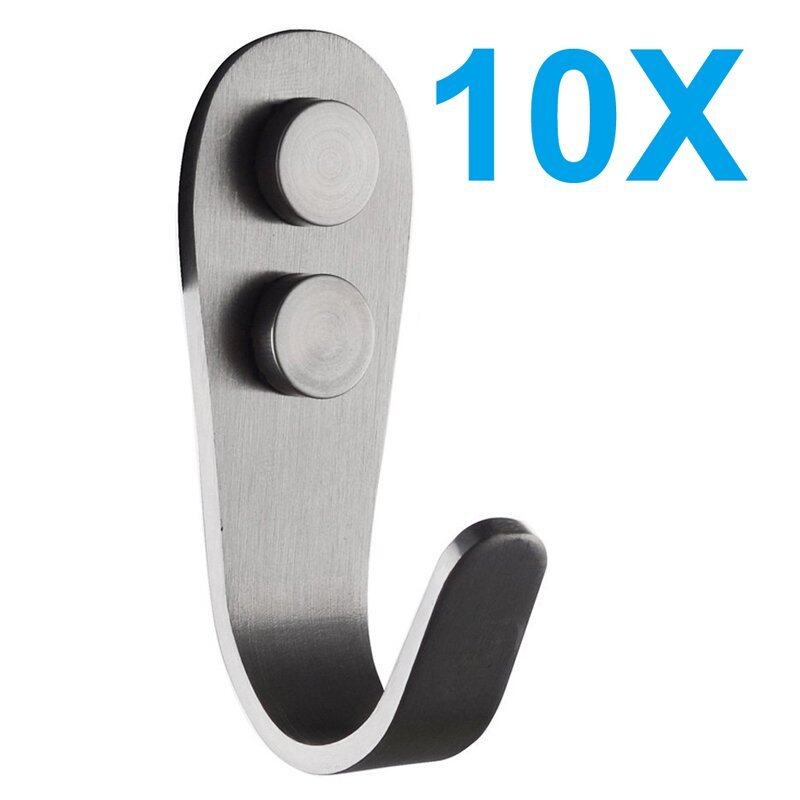 YBC 10pcs Stainless Steel Organizer Hook Hook Rustproof Hanger Metal Wall Mount