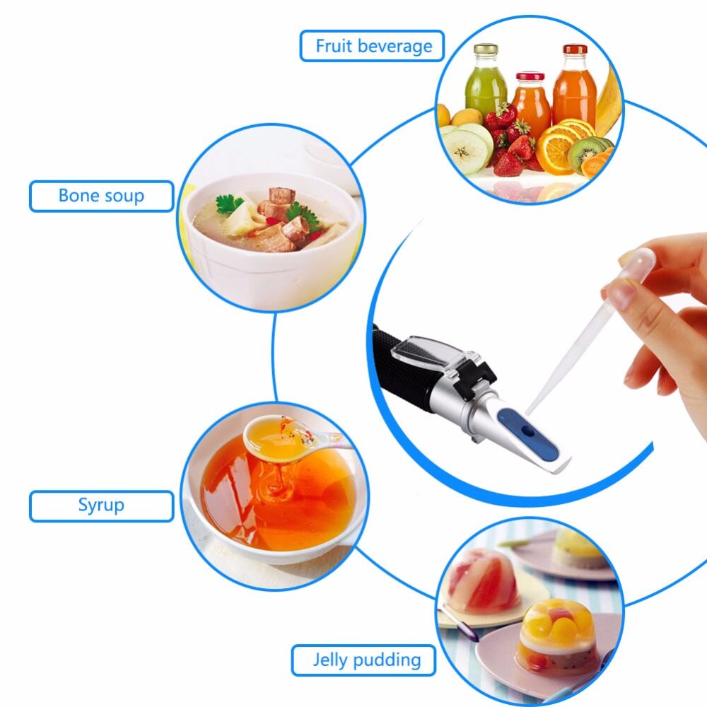 RCYAGO Máy Đo Khúc Xạ ATC 0-32% Khúc Xạ Kế Đo Đột Ngọt Brix Mới Máy Đo Đường Kiểm Tra Hàm Lượng Đường