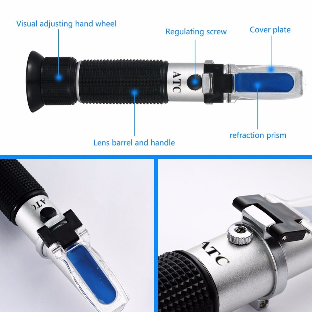RCYAGO Máy Đo Khúc Xạ ATC 0-32% Khúc Xạ Kế Đo Đột Ngọt Brix Mới Máy Đo Đường Kiểm Tra Hàm Lượng Đường